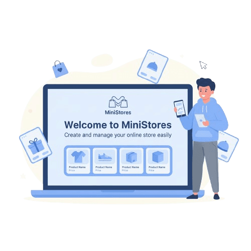 MiniStores online store management illustration